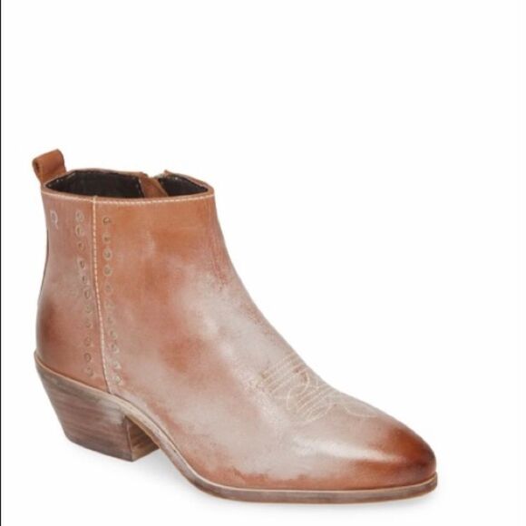 ROAN Aggie leather tan washed leather booties 10 - Picture 2 of 9